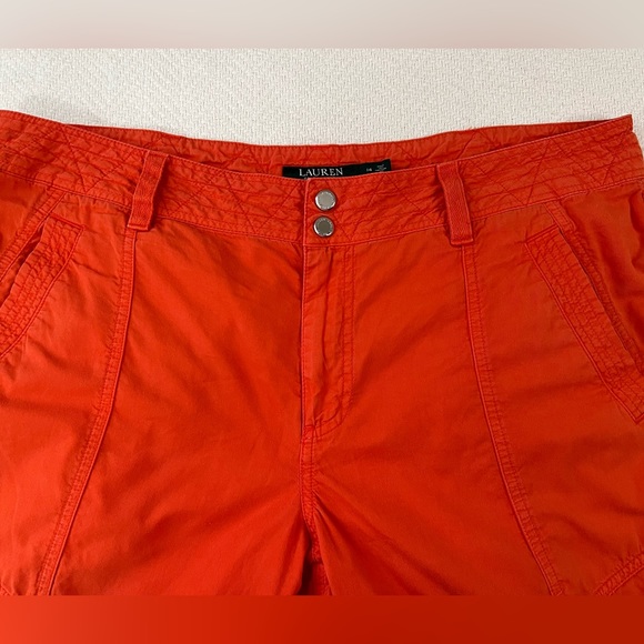 Lauren Ralph Lauren Pants Women's 14 Safari Style Utility Orange Cotton Tie Hem - Picture 7 of 11